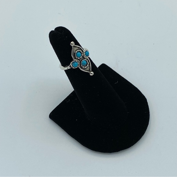 Silver Retro Bohemian Boho Turquoise Ring - Picture 4 of 7